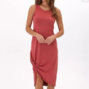 NWT Threads 4 Thought SZM Prawn Lula Luxe Jersey Knotted Midi Dress Resort Comfy